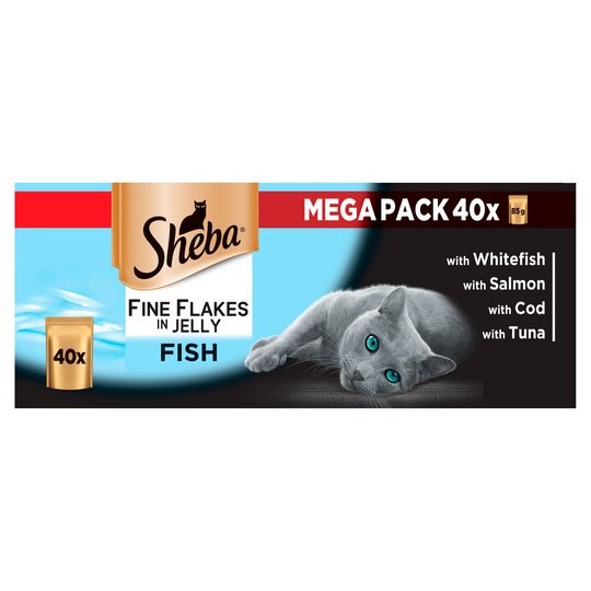Sheba Fine Flakes Fish in Jelly Cat Pouches - 40 x 85g